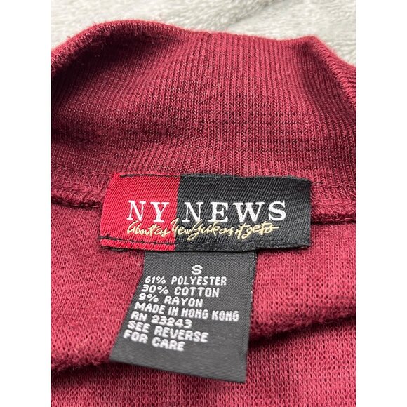 Vintage NY News Womens Small Burgundy Cardigan Sweater RN23243 (Fits like Large) - Picture 3 of 9